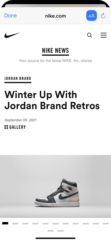 Collection Ad with product detail view showing larger images, description, pricing, and add to cart functionality