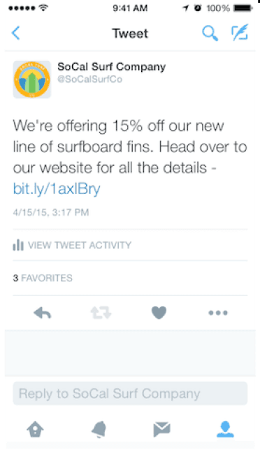 Tweet detail screen with basic Promote Your Tweet button below engagement metrics