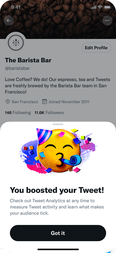 Mobile launch confirmation with success checkmark, campaign details, and view campaign button