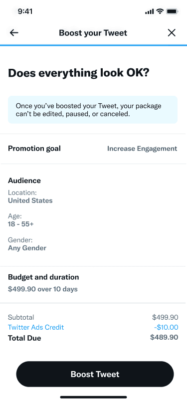 Budget selection screen displaying original price with coupon discount applied and final amount highlighted