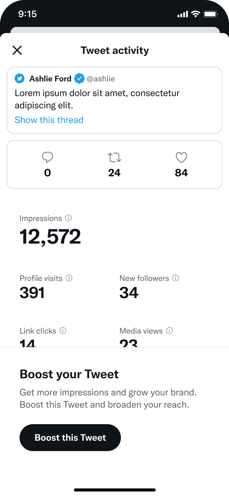 Tweet composer interface with Boost This Tweet button integrated into post-publish confirmation